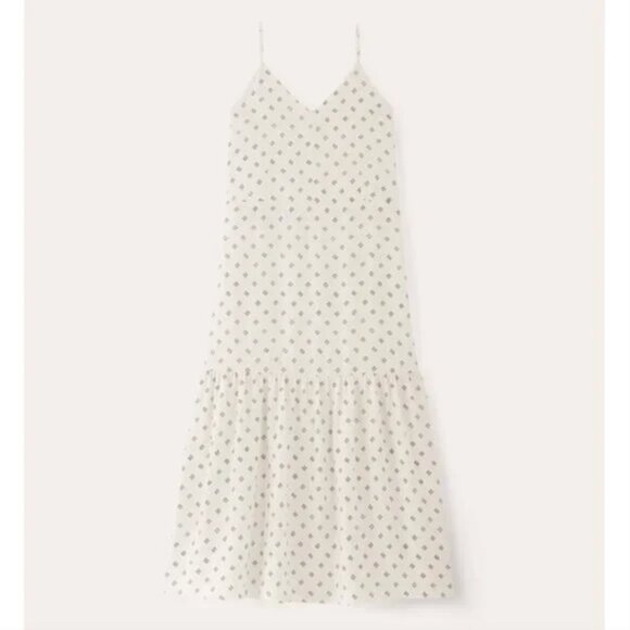 NEW Everlane The Long Weekend Dress in Butterlite Womens 0 Bone Black Dot - Picture 2 of 16